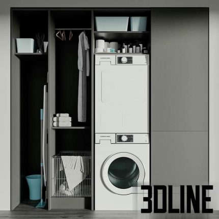 LAUNDRY SET 01 washer dryer and decor (3dline.net)