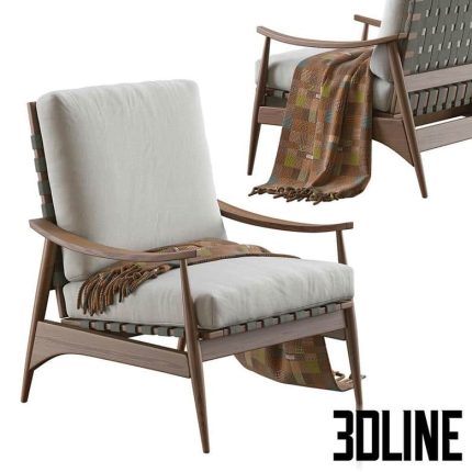 Mid Century Outdoor Show Wood Lounge Chair(3dline.net)