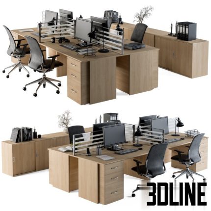 Office Furniture employee Set 08(3dline.net)