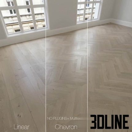 Parquet natural oak anchorage typeslinear chevron herringbone(3dline.net)