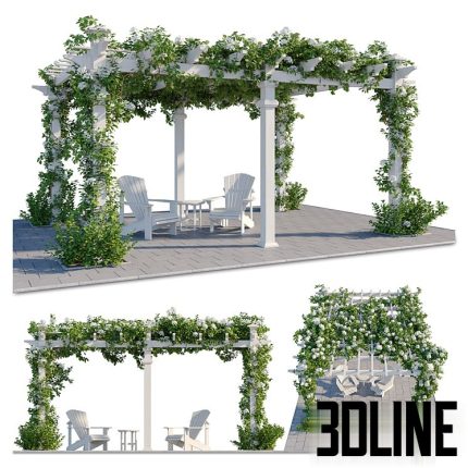 Pergola with Hydrangea(3dline.net)