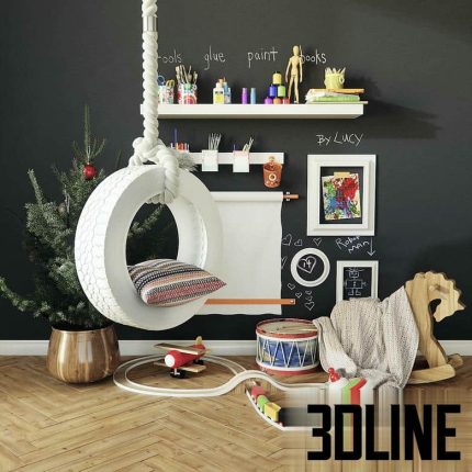 Set of decor in a nursery(3dline.net)