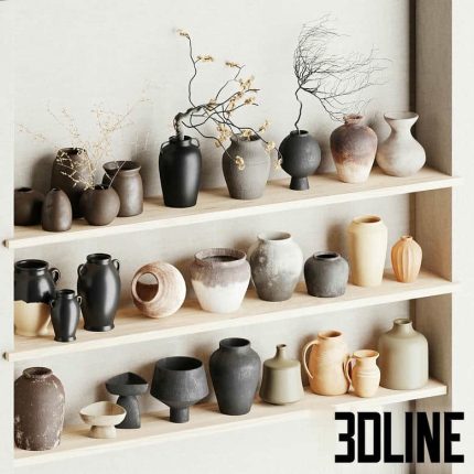 Set of decorative vases 002(3dline.net)