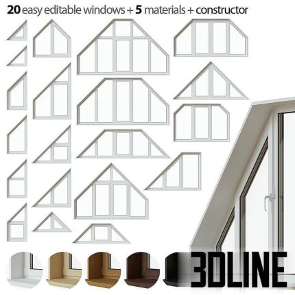 Set of trapezoidal windows(3dline.net)