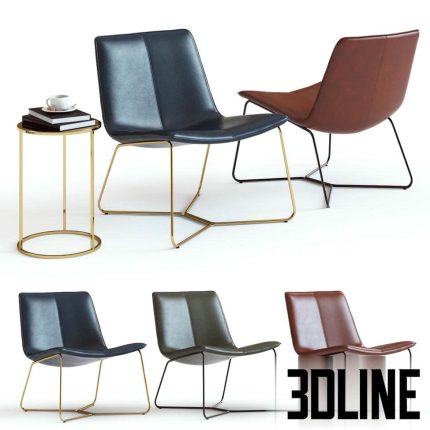 West Elm Slope Leather Lounge Chair(3dline.net)