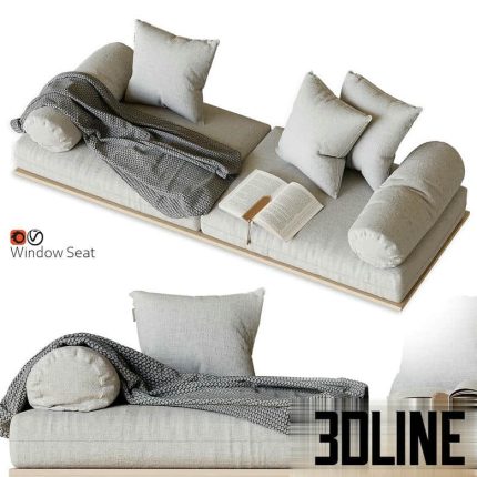 Window seat and cushions(3dline.net)