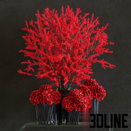Winterberry Set Decorative composition of twigs and hydrangeas(3dline.net)