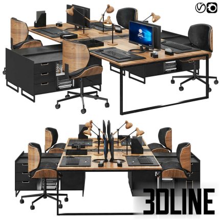 Office furniture set 02(3dline.net)