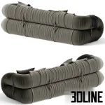 High-end 3D model of Giovannetti ANFIBIO convertible sofa with plush fabric upholstery, throw blanket, and pillows