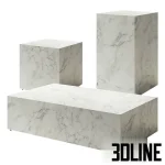 High-resolution 3D model set of AUDO Plinth marble tables (Menu) in square and rectangular block shapes for luxury interior design