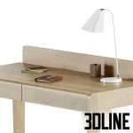 High-quality 3D model of Kave Home Arandu wooden desk and Madai ergonomic chair set for modern home office rendering