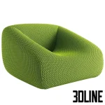 High-resolution 3D model of Paola Lenti Smile low profile armchair in textured woven fabric for outdoor and indoor visualization