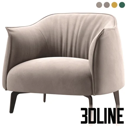 High-end 3D model of Vivo upholstered armchair from SK Design in multiple colors for luxury living room visualization