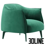 High-end 3D model of Vivo upholstered armchair from SK Design in multiple colors for luxury living room visualization