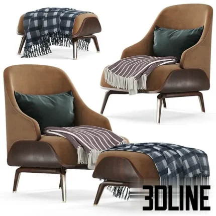 Aster-Brigid-Armchair-with-plaid(3dline.net)