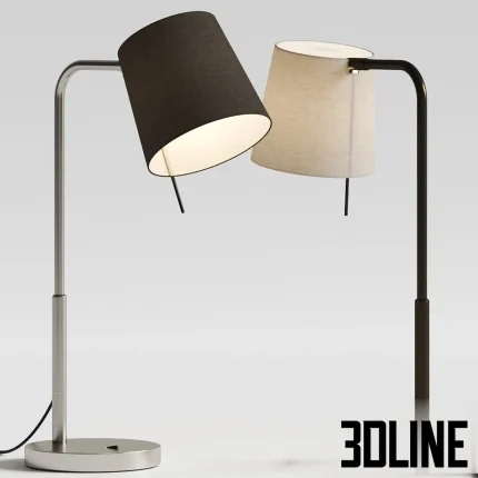 High-resolution 3D model set of Astro Lighting Mitsu adjustable table lamps with fabric shades in black and white finishes