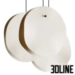 High-resolution 3D model of Aura circular disc pendant lamp with layered white shades for minimalist interior lighting