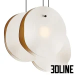 High-resolution 3D model of Aura circular disc pendant lamp with layered white shades for minimalist interior lighting