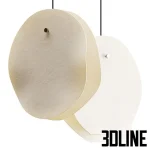 High-resolution 3D model of Aura circular disc pendant lamp with layered white shades for minimalist interior lighting