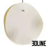 High-resolution 3D model of Aura circular disc pendant lamp with layered white shades for minimalist interior lighting