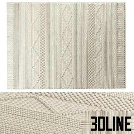 High-resolution 3D model of BENUTA ALVA wool rug with dense cable knit texture for cozy Scandinavian interior render
