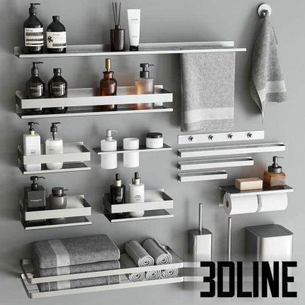 Bathroom Accessories 71 with grey towels(3dline.net)