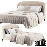 High-quality 3D model of Lieri upholstered double bed with round fabric headboard and bedding set