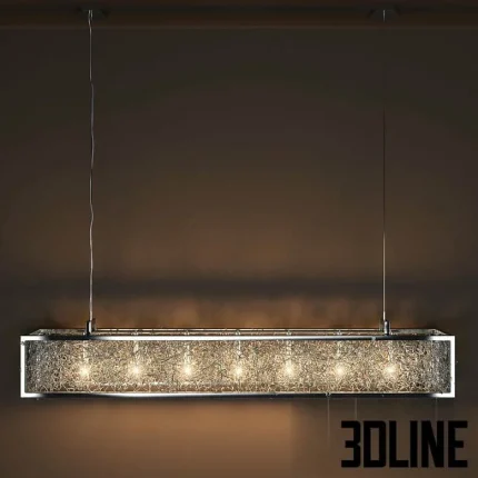 High-detail 3D model of Brand Van Egmond RHAPSODY IN BLUE rectangular chandelier with wire mesh shade and internal lighting