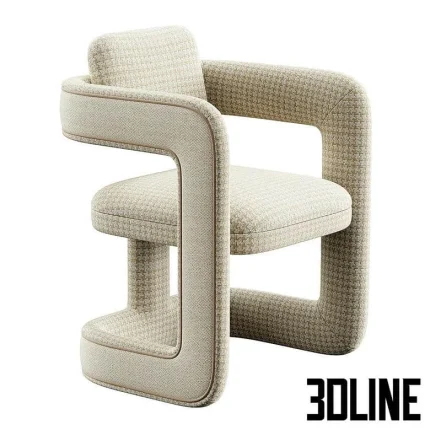 High-quality 3D model of Rant Konyshev sculptural armchair with tube design and woven fabric upholstery for modern interior
