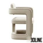 High-quality 3D model of Rant Konyshev sculptural armchair with tube design and woven fabric upholstery for modern interior