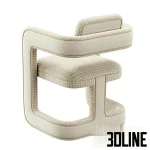 High-quality 3D model of Rant Konyshev sculptural armchair with tube design and woven fabric upholstery for modern interior