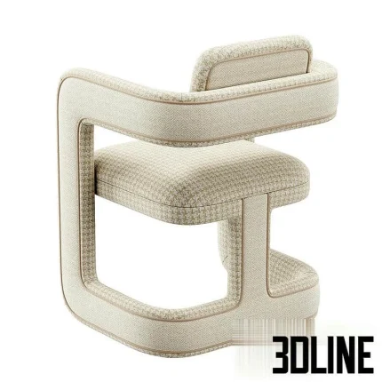 High-quality 3D model of Rant Konyshev sculptural armchair with tube design and woven fabric upholstery for modern interior