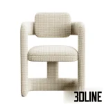 High-quality 3D model of Rant Konyshev sculptural armchair with tube design and woven fabric upholstery for modern interior