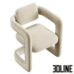 High-quality 3D model of Rant Konyshev sculptural armchair with tube design and woven fabric upholstery for modern interior