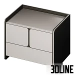 High-resolution 3D model set of Milan modern minimalist chest of drawers and bedside table for contemporary bedroom visualization