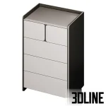 High-resolution 3D model set of Milan modern minimalist chest of drawers and bedside table for contemporary bedroom visualization