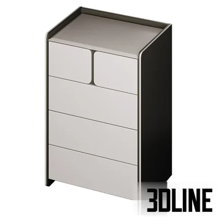 High-resolution 3D model set of Milan modern minimalist chest of drawers and bedside table for contemporary bedroom visualization