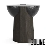 High-end 3D model of Akra coffee table by Dan Yeffet with hammered metal top and dark wood base