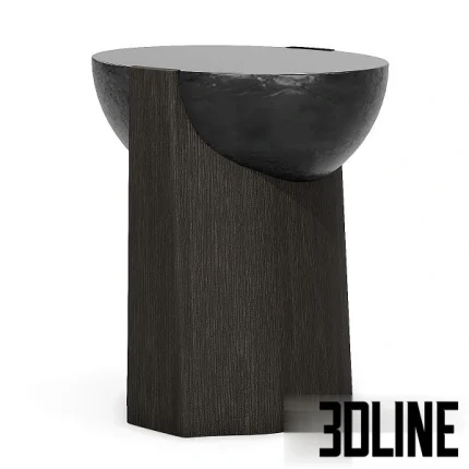 High-end 3D model of Akra coffee table by Dan Yeffet with hammered metal top and dark wood base