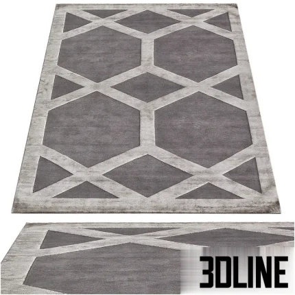High-quality 3D model of Cora geometric rug by Suzanne Sharp for The Rug Company for luxury modern interior render