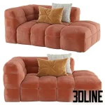 High-quality 3D model of Fat Joe modular sofa with deep velvet cushions and accent pillows for cozy living room render