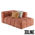 High-quality 3D model of Fat Joe modular sofa with deep velvet cushions and accent pillows for cozy living room render