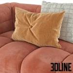 High-quality 3D model of Fat Joe modular sofa with deep velvet cushions and accent pillows for cozy living room render
