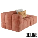 High-quality 3D model of Fat Joe modular sofa with deep velvet cushions and accent pillows for cozy living room render