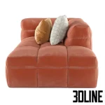 High-quality 3D model of Fat Joe modular sofa with deep velvet cushions and accent pillows for cozy living room render