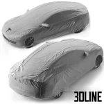 High-resolution 3D model of a Tesla Model S electric car covered by a protective drape/cover for garage and exterior scenes