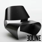 High-end 3D model of Cowrie Chair by Brodie Neill with black molded plywood single shell design for modern art interior