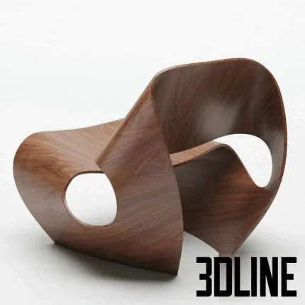 High-end 3D model of Cowrie Chair by Brodie Neill with black molded plywood single shell design for modern art interior
