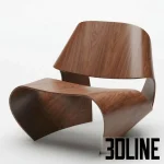 High-end 3D model of Cowrie Chair by Brodie Neill with black molded plywood single shell design for modern art interior
