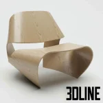 High-end 3D model of Cowrie Chair by Brodie Neill with black molded plywood single shell design for modern art interior